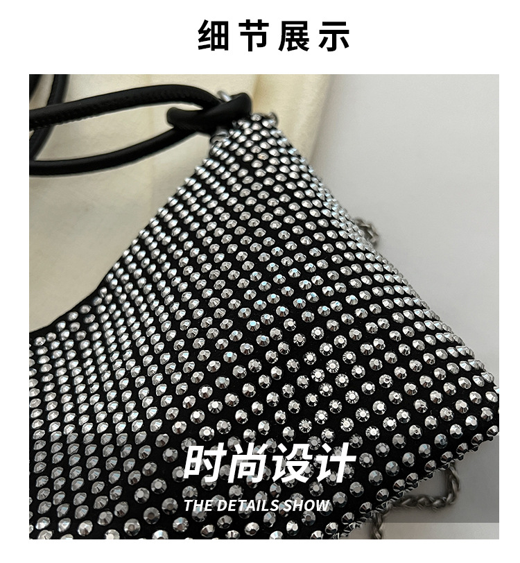 Wholesale Women Fashion Rhinestone Zipper Square Shoulder Bag