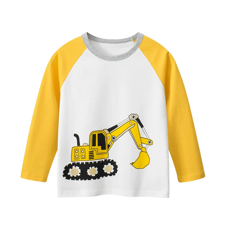 Boy Casual Cartoon Print Long Sleeve T-Shirt Cotton Crewneck Top