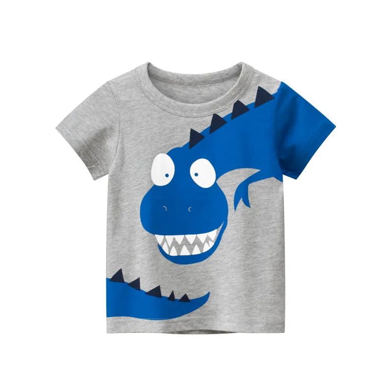Boys Cartoon Dinosaur Print Short Sleeve T-Shirt for Kids Baby Boys Clothing(0-3T) Cotton Crewneck