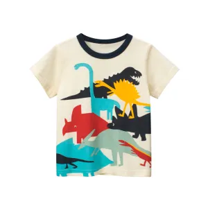 Children Casual Cartoon Dinosaur Print Short-Sleeved T-Shirt for Boys 0-3T