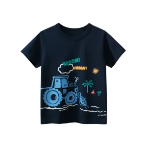 Children Fashion Boy's Cartoon Printed 100% Cotton Short Sleeve T-Shirt