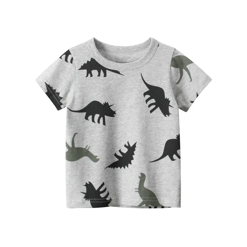Children Casual Boys Dinosaur Print Short-Sleeved Cotton T-Shirt Crewneck