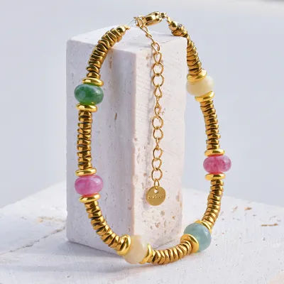 Women Retro Bohemian Natural Stone Beaded Bracelet