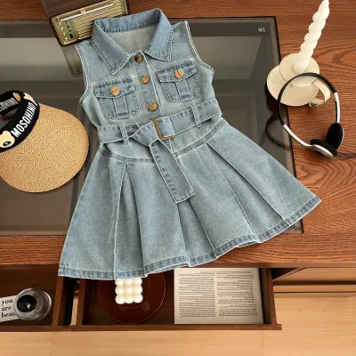 Kids Toddler Girls Casual Cute Solid Color Short Sleeve Dress
