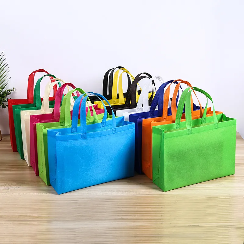 Simple Solid Color Non-Woven Portable Packaging Tote Bag