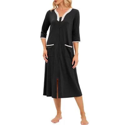 Women's Floral Print Zip Conjoined Pajamas