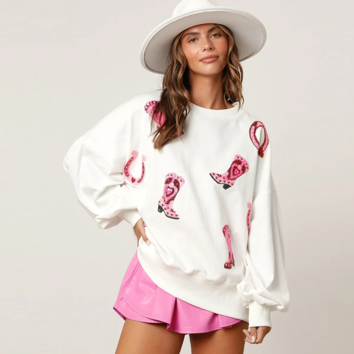 Women Fashion Sequin 3D Effect Pullover Sweatshirt