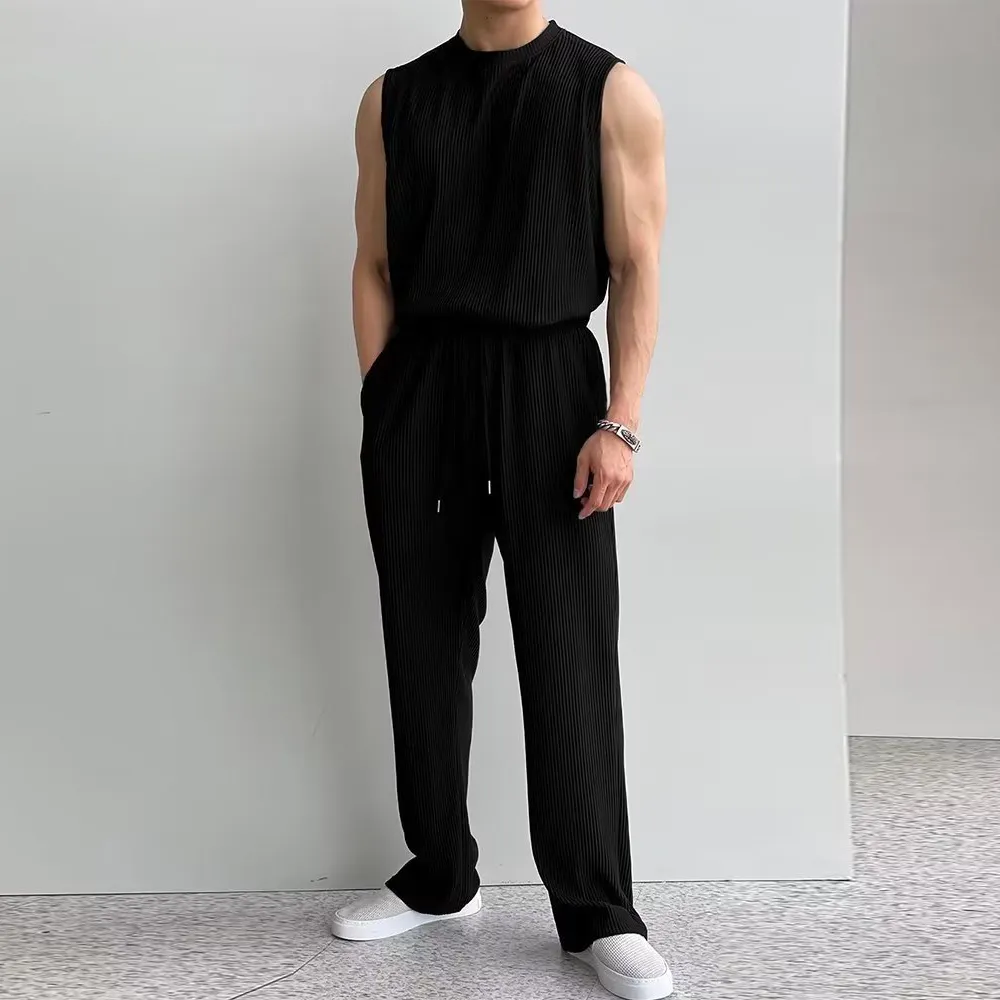 Men Casual Solid Color Tank Top and Shorts Set S-5XL