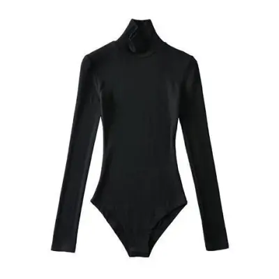 Summer Fashion Solid Color Slim Fit Turtle Neck Long Sleeve Bodysuit