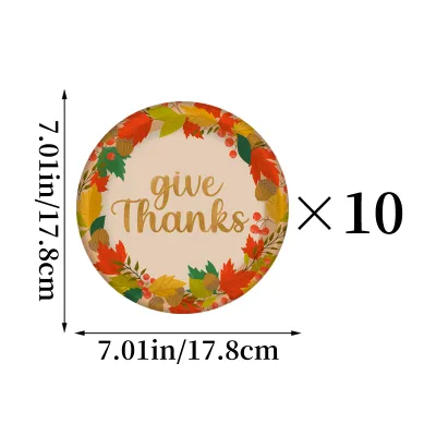 Thanksgiving Disposable Paper Cups And Plates Set 10pcs Cartoon