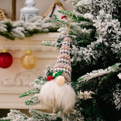 Christmas Knitted Hat With Light Up Faceless Doll Pendant