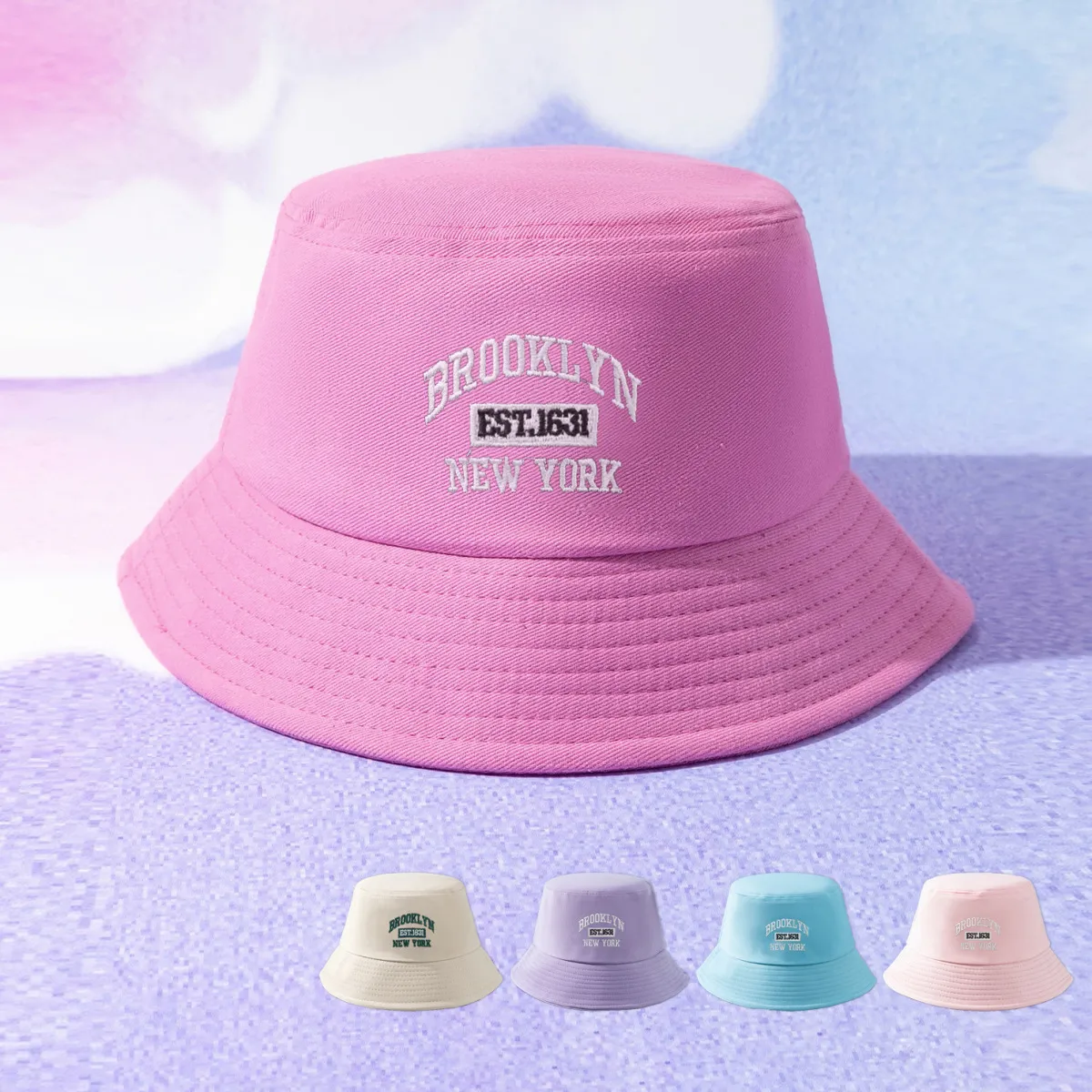 Women Simple Letter Embroidered Sunshade Bucket Hats Unisex Couple Cotton