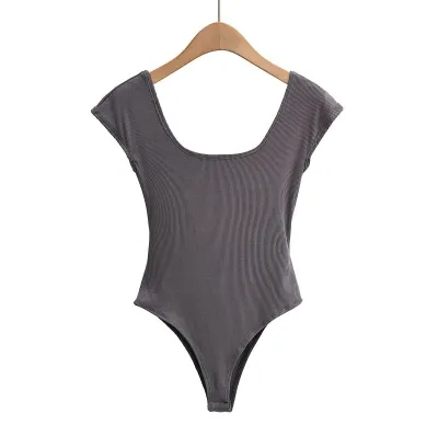 Women Fashion Sexy Solid Color Backless Tight Bodysuits Slim Fit