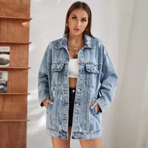 Women's Loose Fit Denim Jacket - Street Hipster Style