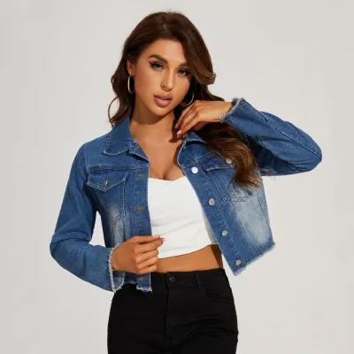 Women Vintage Crop Denim Jacket - Street Hipster Style