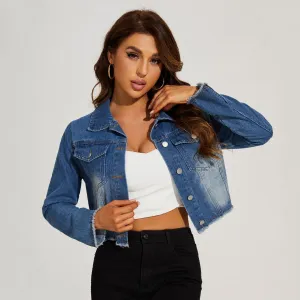 Women Vintage Crop Denim Jacket - Street Hipster Style