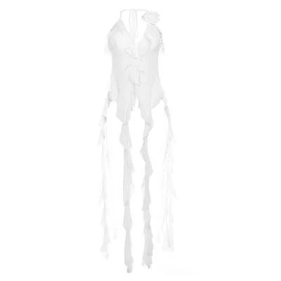 Summer Women Sexy Halter Neck Mesh Tank Top