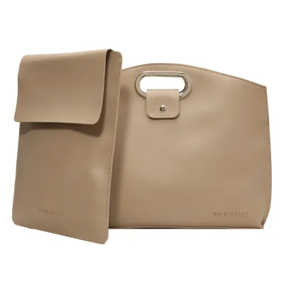 Women Simple Large Capacity PU Handle Briefcase Envelope