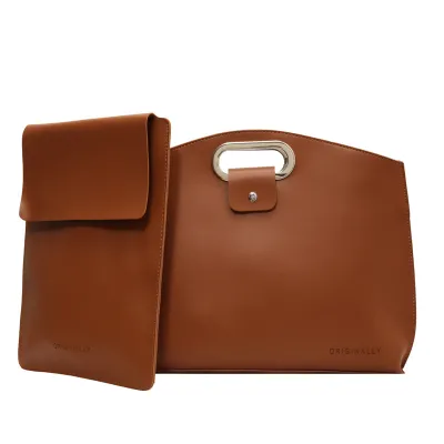 Women Simple Large Capacity PU Handle Briefcase Envelope
