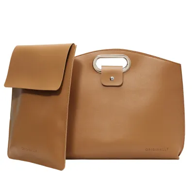 Women Simple Large Capacity PU Handle Briefcase Envelope