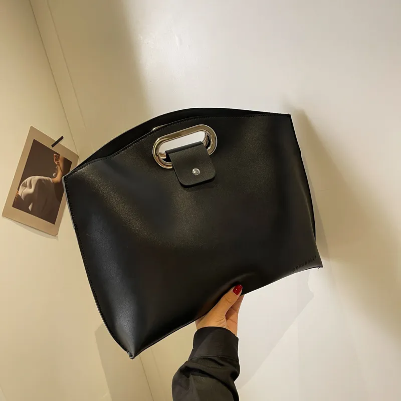 Women Simple Large Capacity PU Handle Briefcase Envelope