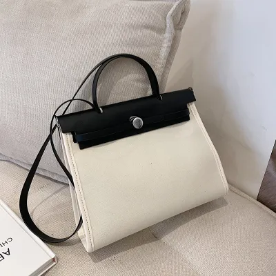 Women Fashion Large Capacity Square Canvas Handle Shoulder Bag
