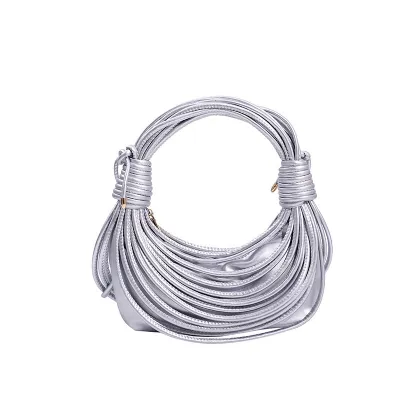 Women Fashion Creative Multicolor Line Woven Knot Handbag Shoulder Bag