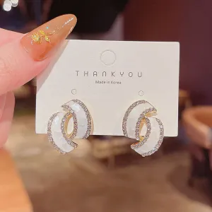 Women Fashion Geometric Double C Earrings Alloy Light Luxury