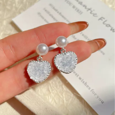 Women Fashion Blue Bow Crystal Earrings