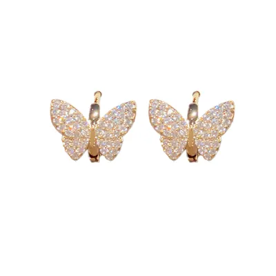 Women's Fashion Simple Butterfly Rhinestone Earrings