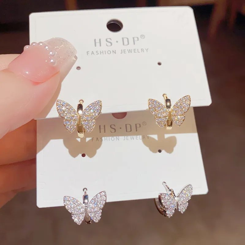 Women's Fashion Simple Butterfly Rhinestone Earrings