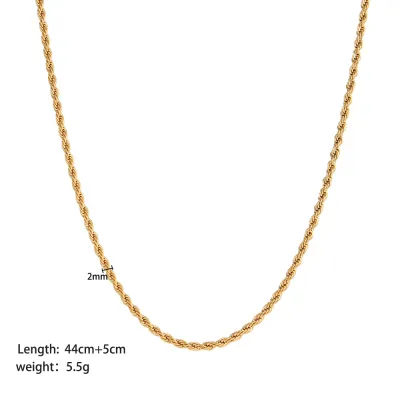 Women Fashion Stainless Steel Twist Chain Hip-Hop Geometric Necklace