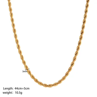 Women Fashion Stainless Steel Twist Chain Hip-Hop Geometric Necklace