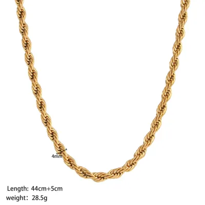 Women Fashion Stainless Steel Twist Chain Hip-Hop Geometric Necklace