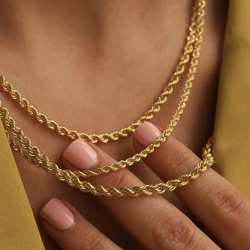 Women Fashion Stainless Steel Twist Chain Hip-Hop Geometric Necklace