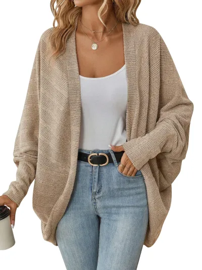 Autumn Winter Women Loose Bat Sleeve Cardigan Knitted Jacket