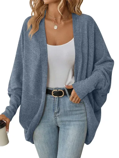 Autumn Winter Women Loose Bat Sleeve Cardigan Knitted Jacket