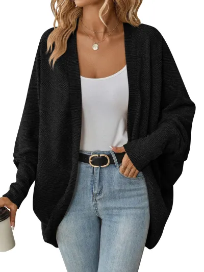 Autumn Winter Women Loose Bat Sleeve Cardigan Knitted Jacket