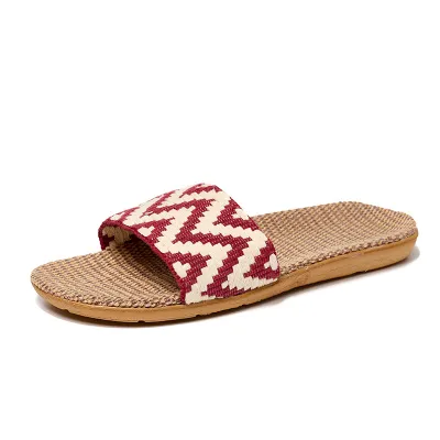 Women's Casual Breathable Linen Flat Slippers Round Toe Summer