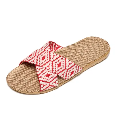Women's Casual Breathable Linen Flat Slippers Round Toe Summer