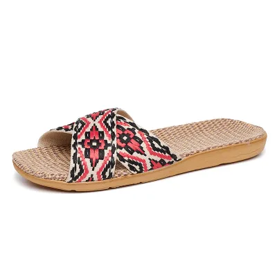 Women's Casual Breathable Linen Flat Slippers Round Toe Summer