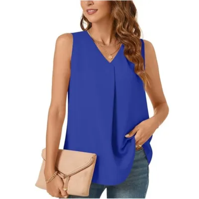 Women Fashion Loose Solid Color Chiffon Blouses