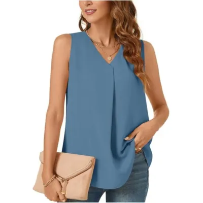 Women Fashion Loose Solid Color Chiffon Blouses