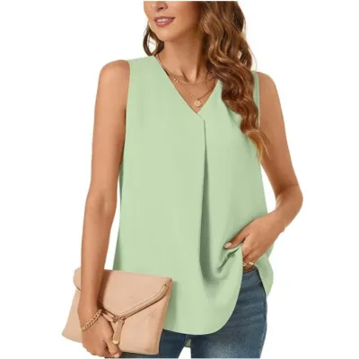Women Fashion Loose Solid Color Chiffon Blouses