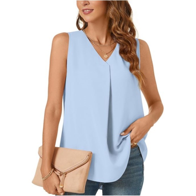 sleeveless pale blue chiffon top