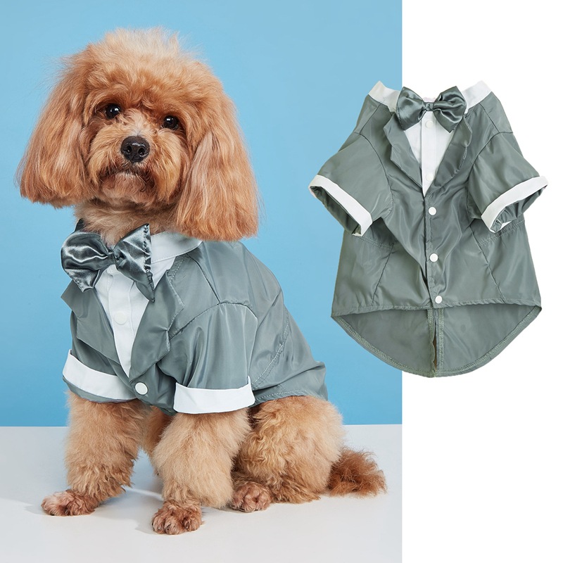 ワンピース Dog Print Bow Tie Dress cutebone Dog dress with bow tie gift DW02