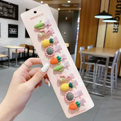 Children Cartoon Fruit Pattern Acrylic Hair Clips Side Clip Hairpins for Kids