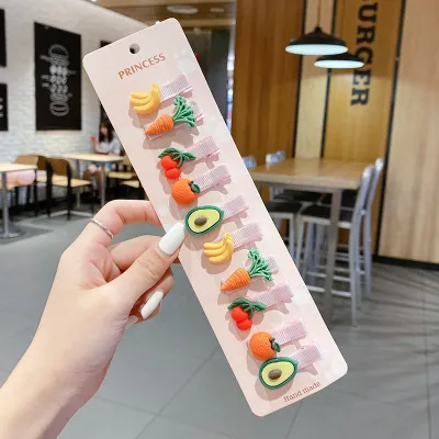 Children Cartoon Fruit Pattern Acrylic Hair Clips Side Clip Hairpins for Kids