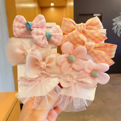 Children Cute Bow Headwear Floral Cloth Hair Ties