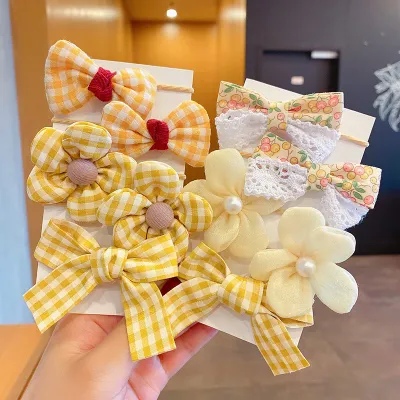 Children Cute Bow Headwear Floral Cloth Hair Ties